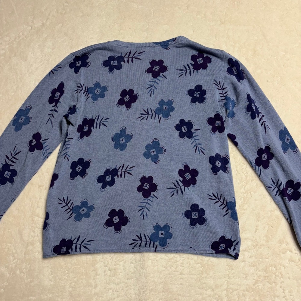 Gudrun Sjoden Floral Cardigan Sweater Size Small Blue Linen Cotton - Picture 6 of 12